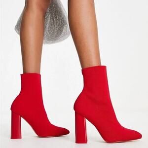 Public Desire Red Sock Booties